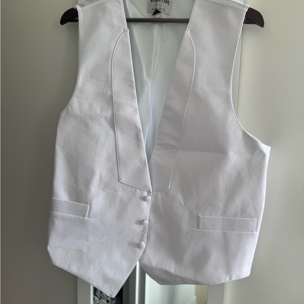 White Pique Tuxedo Vest